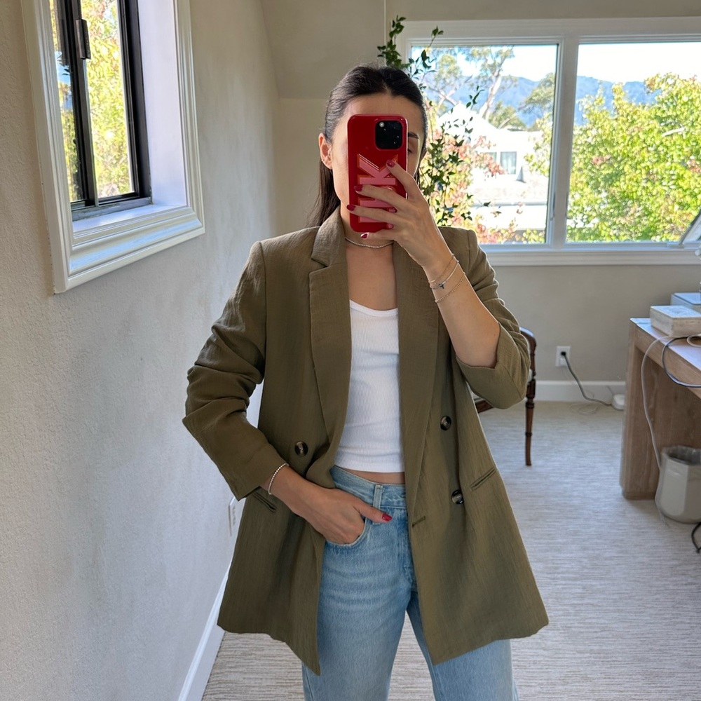H&M Green Double Breasted Blazer